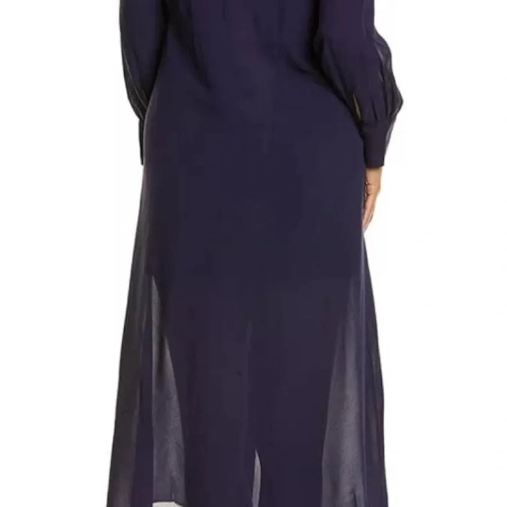 Ted Baker Faithiy Asymmetric Ruffle Midi Skirt Dress Dark Navy Womens Size Ted 2 - Picture 11 of 17